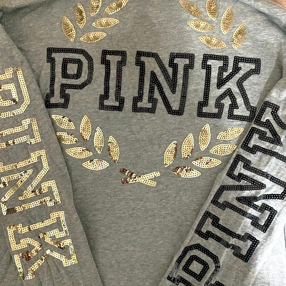 Pink Victoria’s Secret long-sleeve sequin tshirt